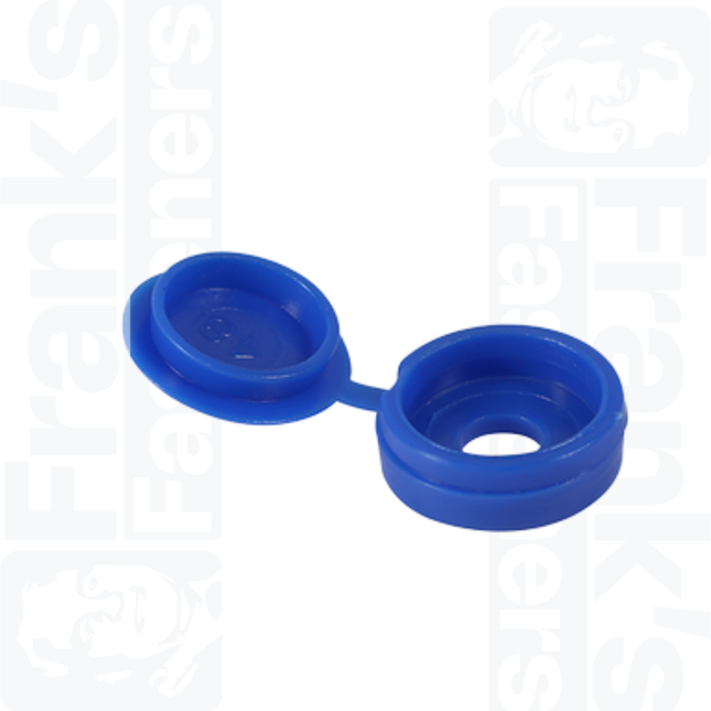 Small 3mm to 4.5mm Screw Hinged Screw Caps, Blue