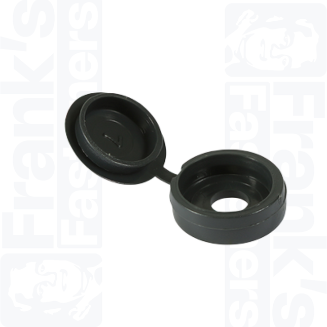 Large 5mm to 6mm Screw Hinged Screw Caps, Dark Grey