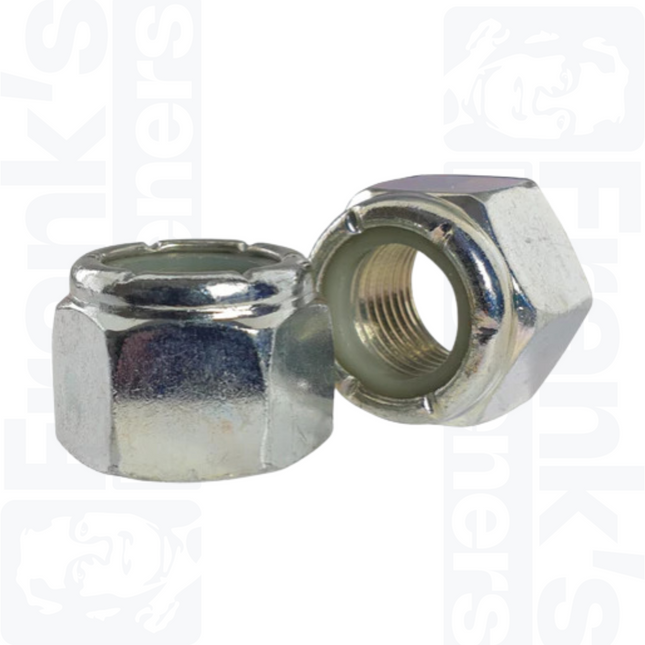 #10 UNC Hexagon Nylon Locking Nuts - Zinc Plated Steel