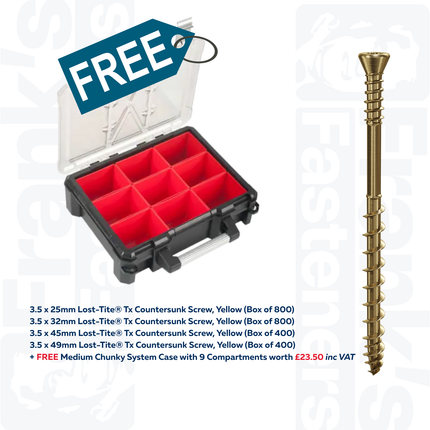 Frank's Lost-Tite® Tx Countersunk Screw, Yellow (2400)
