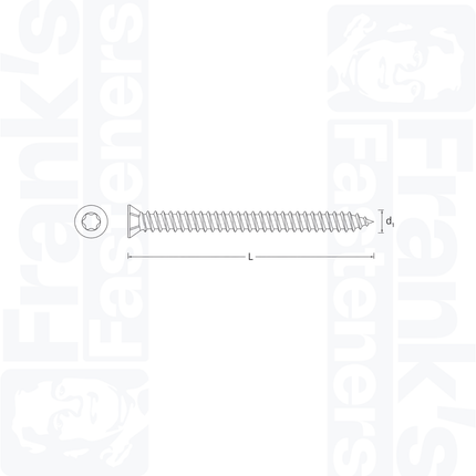 7.5 x 52mm Self Tapping Tx Countersunk Screw, Zinc Plated