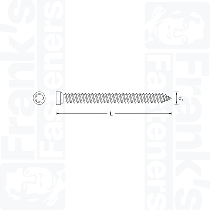 7.5 x 52mm Self Tapping Tx Cylindrical Head Screw, Zinc Plated