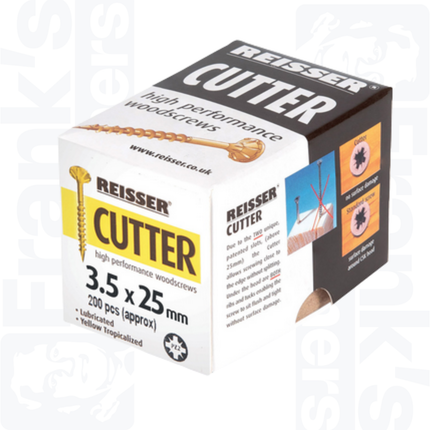 3.5 x 25mm Reisser Cutter Woodscrews, Yellow (200)