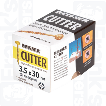 3.5 x 30mm Reisser Cutter Woodscrews, Yellow (200)