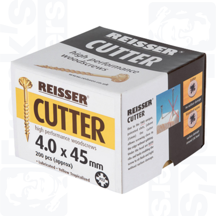 4.0 x 45mm Reisser Cutter Woodscrews, Yellow (200)