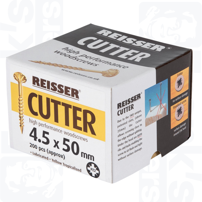 4.5 x 50mm Reisser Cutter Woodscrews, Yellow (200)