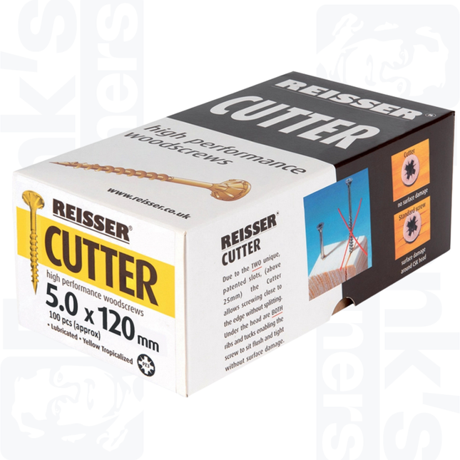 5.0 x 120mm Reisser Cutter Woodscrews, Yellow (200)