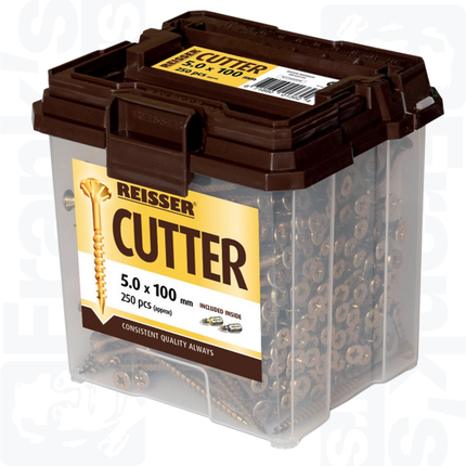 5.0 x 100mm Reisser Cutter Woodscrews Tub, Yellow (250)
