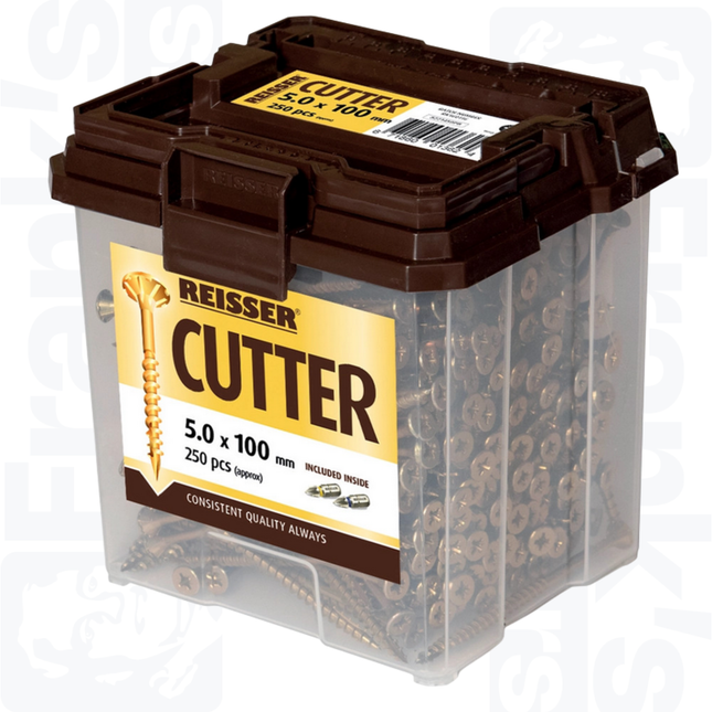 5.0 x 100mm Reisser Cutter Woodscrews Tub, Yellow (250)