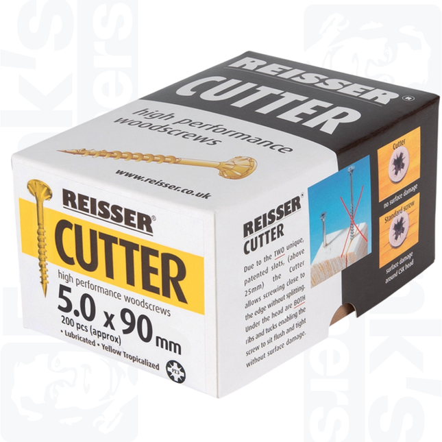 5.0 x 90mm Reisser Cutter Woodscrews, Yellow (200)