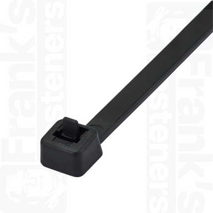 200mm x 4.8mm Black Releasable Extended Tooth Cable Ties (Pack of 100)