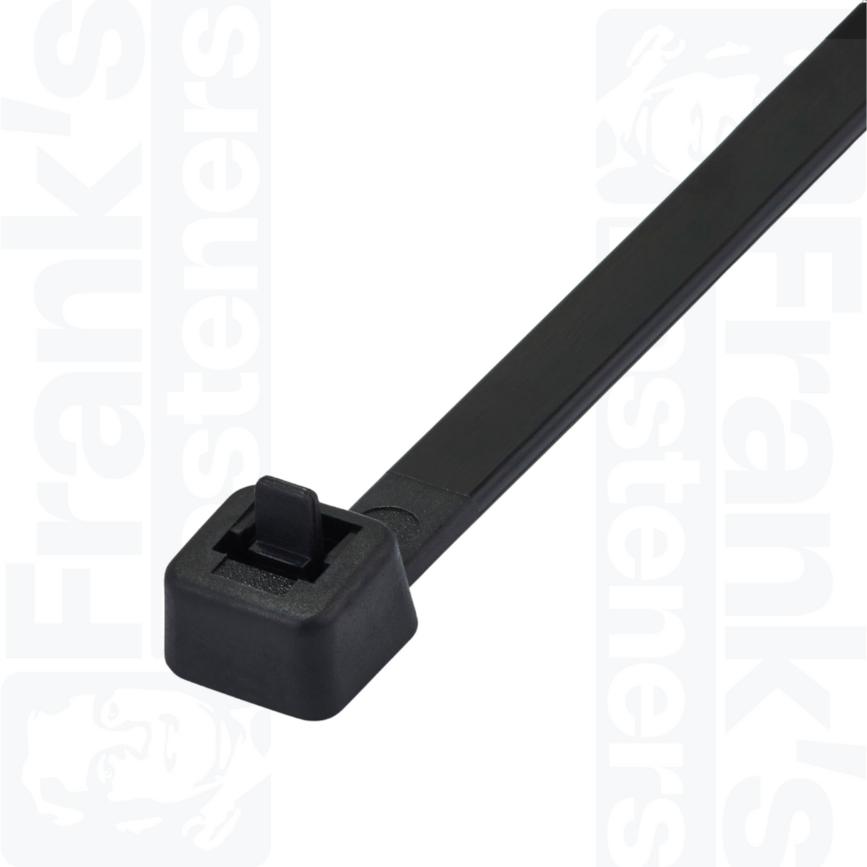200mm x 4.8mm Black Releasable Extended Tooth Cable Ties (Pack of 100)