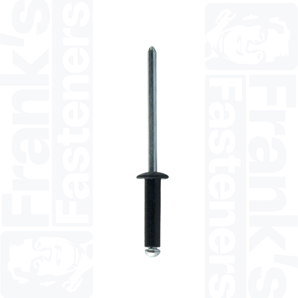 3mm x 8mm Black Dome Head Rivets, Aluminium/Steel