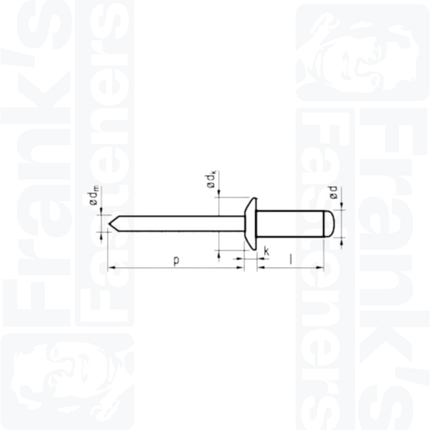 3mm x 8mm Black Dome Head Rivets, Aluminium/Steel