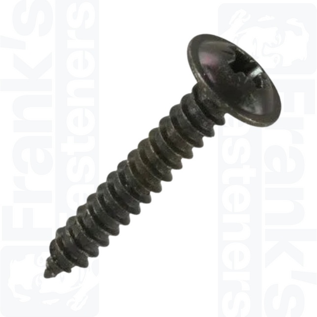 #6 x 1" (3.5mm x 25mm) Flange Pozi Pan Self Tapping Screw, Black Finish Steel