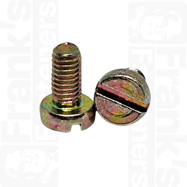 M3 x 6mm Slotted cheese head screw (DIN 84) - Zinc Plated Yellow Passivated (4.8)