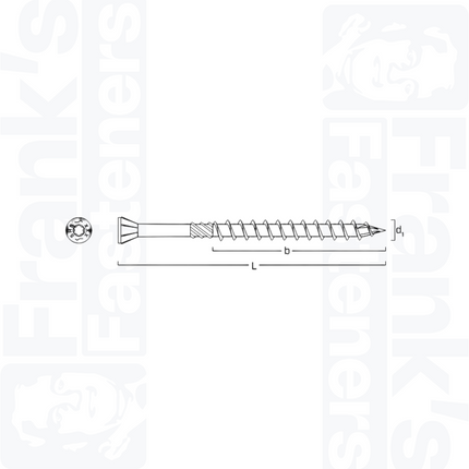 4.5 x 60mm Small Head Tx Countersunk Screw, Stainless Steel AISI 410