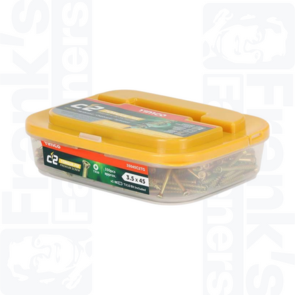 3.5 x 45mm C2 Tongue-Fix TX Countersunk, Yellow (350)