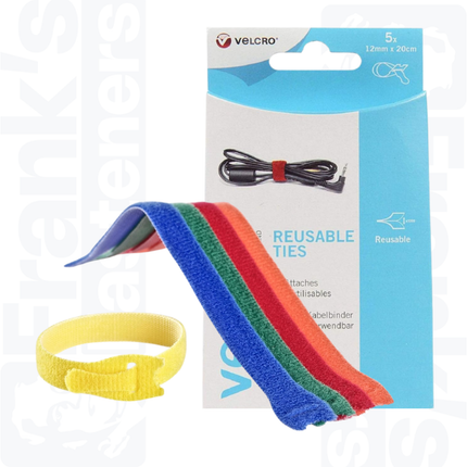 200mm x 12mm VELCRO® ONE-WRAP® Ties, Coloured