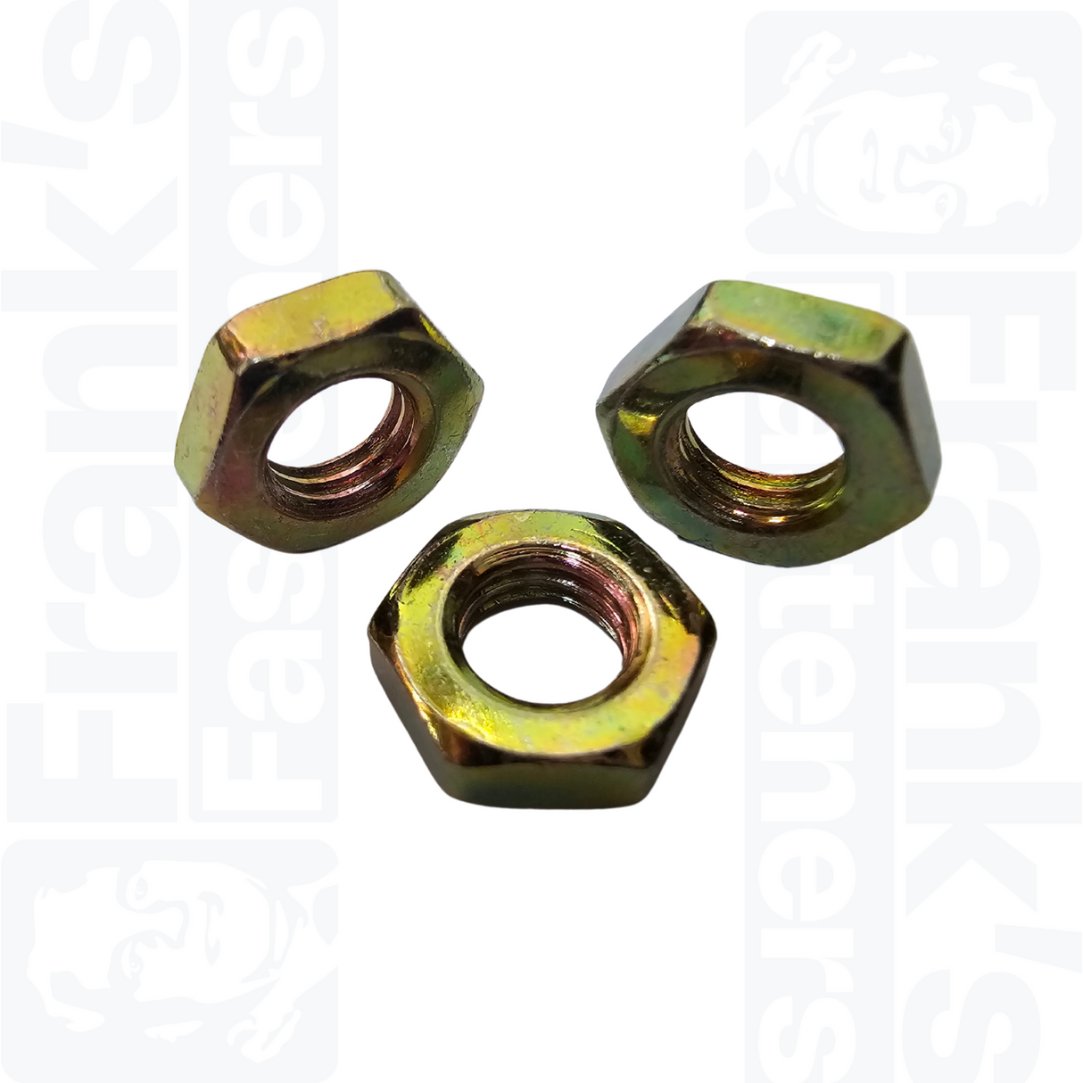 M8 Hexagon Thin Nuts DIN 439-2, Zinc Plated Yellow Passivated