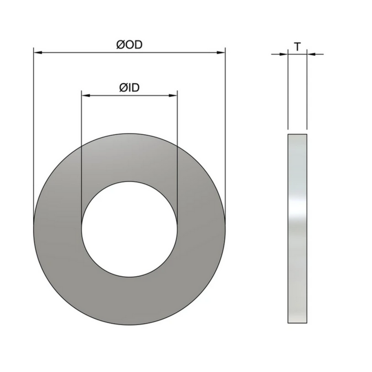 M8 Form A Flat Washers (DIN 125) - Black Stainless Steel (A2)